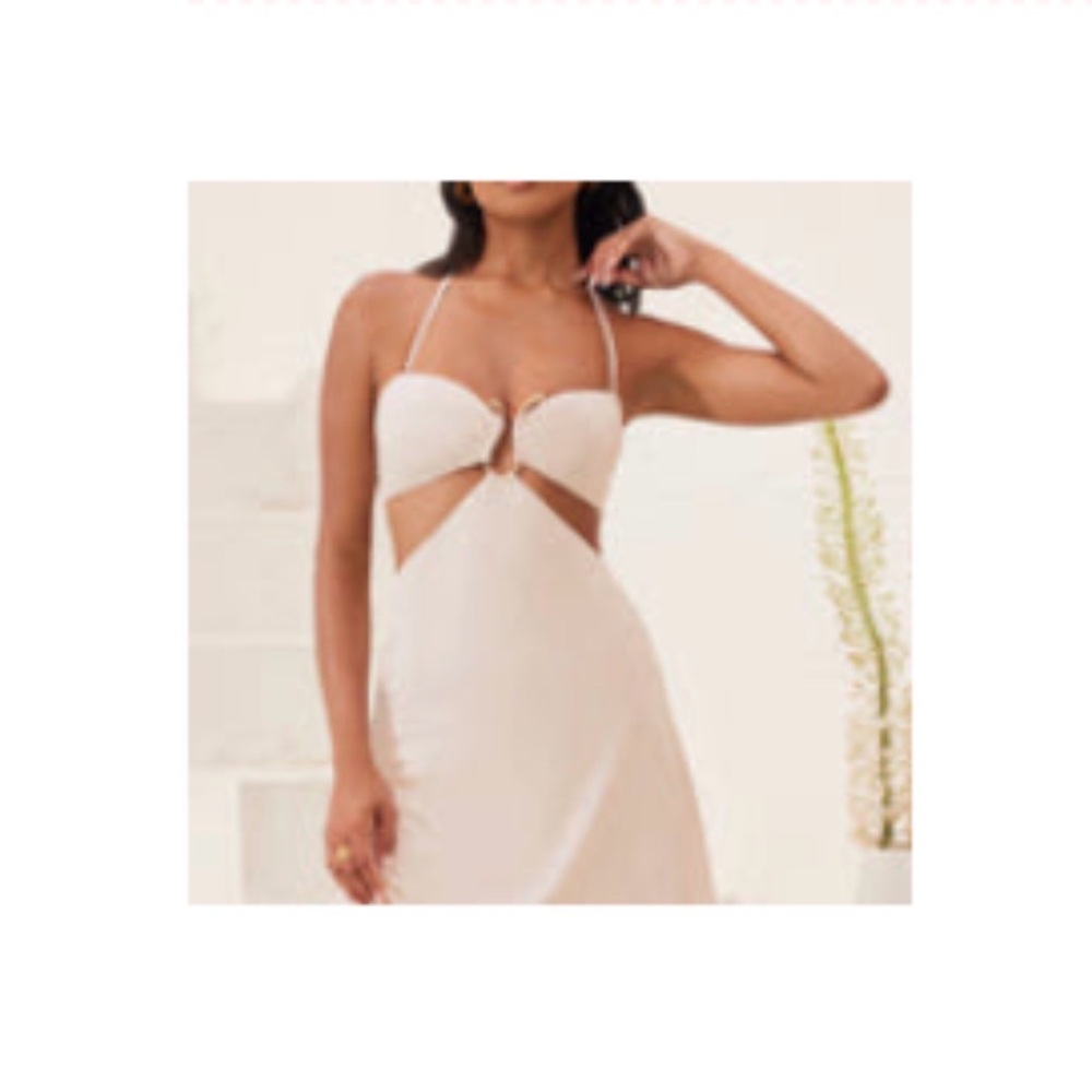 NWT Oh Polly Bachelorette Bandeau Elegant Cream Cutout Dress